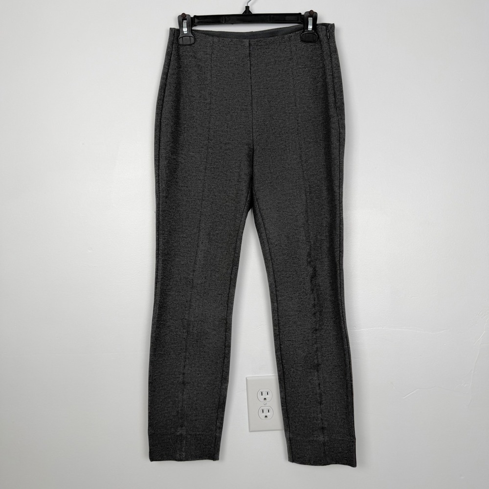 Quince Ultra-Stretch Ponte Pintuck Ankle Pant Charcoal Gray Side Zip Womens M